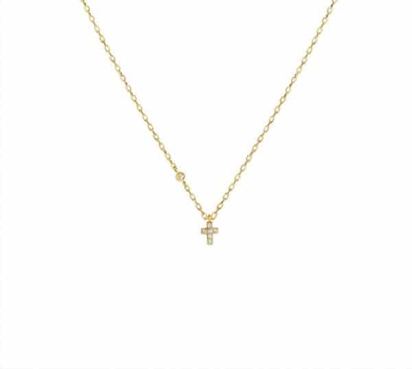 Collier mini croix diamants